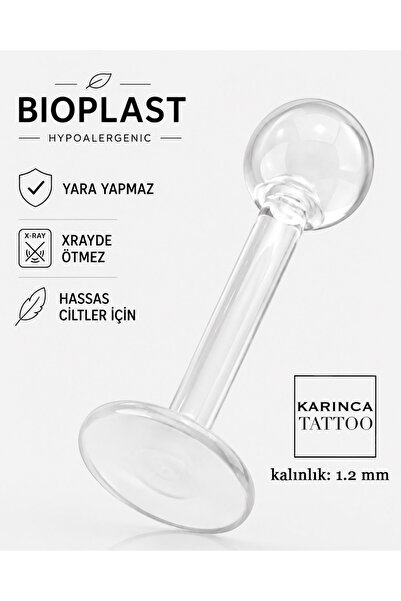 Karınca Piercing Bioplast Piercing Şeffaf Kulak Forward Helix Conch Flat Trag...