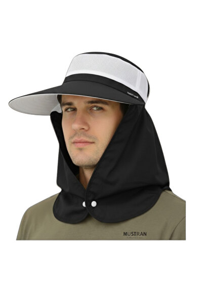 Mustran Güneş Korumalı Geniş Siperli Unisex Ense Korumalı Fileli Şapka Tarla ...