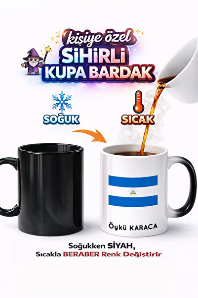 Kirbi Reklam كوب سحري من البورسلين مطبوع عليه علم نيكاراغوا هدية