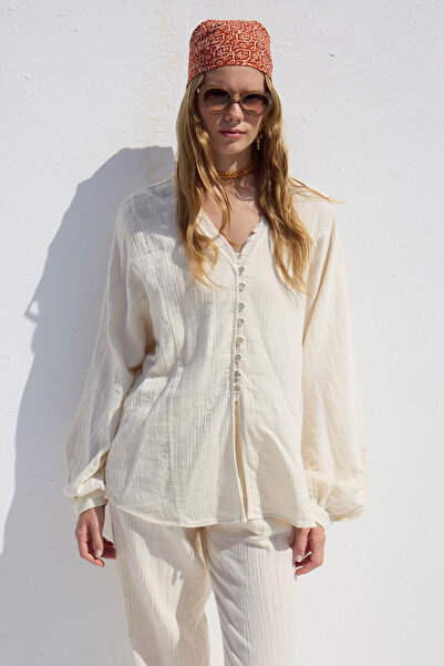 Manuka Muslin Buttoned Shirt Ecru