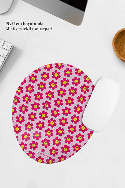 Mincanas Mouse Pad oval cu suport colorat pentru încheietura mâinii