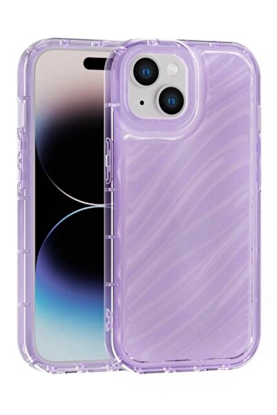 Vissona iPhone 15 Uyumlu Telefon Kılıfı Kamera Çıkıntılı Kabartmalı Parlak De...