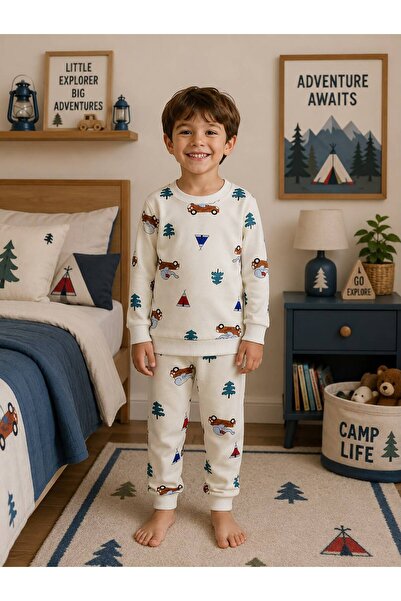 Pajama Shop Set de pijamale sezoniere cu mâneci lungi pentru băieți, din bumb...
