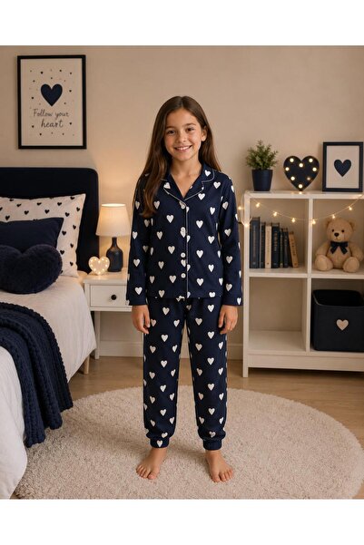 Pajama Shop Set de pijamale pentru fete din țesătură Milan Lycra, albastru bl...