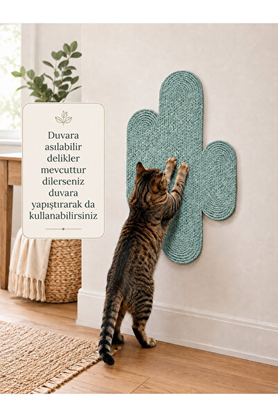 Naspar Mint Green 100% Organic Thread Sewn Cat Scratching Mat Natural Non-Dis...