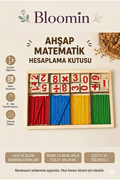 Bloomin Montessori Ahşap Matematik Çubukları & Hesaplama Kutusu Etkinlik