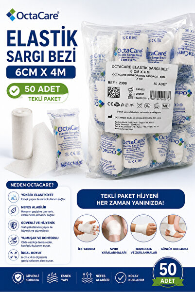 Octacare Elastik Sargı Bezi 6 cm * 4 mt 50 Adet