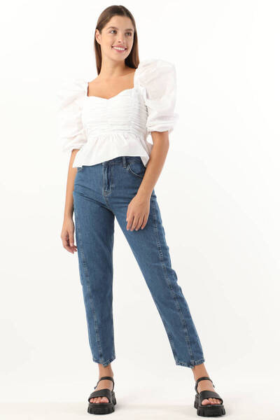 BANNY JEANS Γυναικείο ψηλόμεσο τζιν παντελόνι μπλε