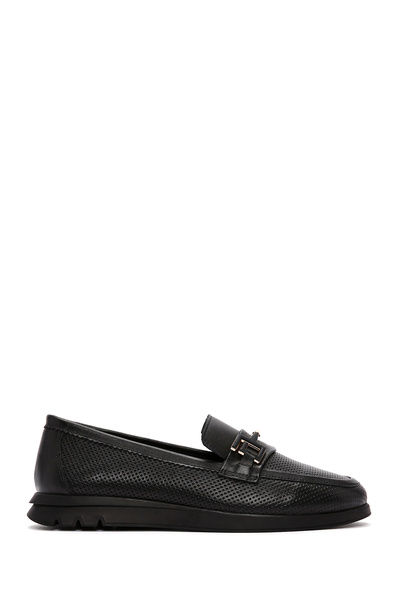 Derimod Kadın Siyah Tokalı Deri Ayakkabı, Comfort Loafer 26PFD150318
