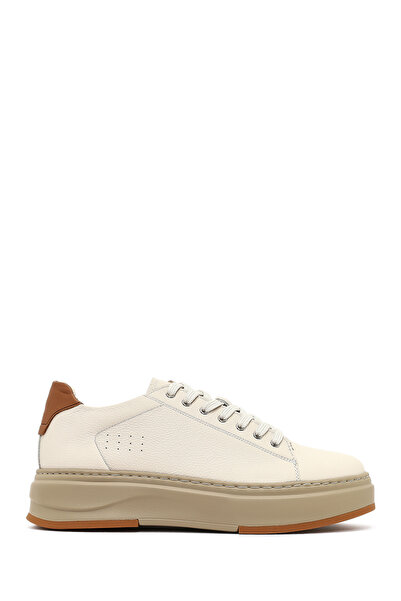 Derimod Erkek Beyaz Bağcıklı Kalın Tabanlı Spor Ayakkabı, Hakiki Deri Sneaker...