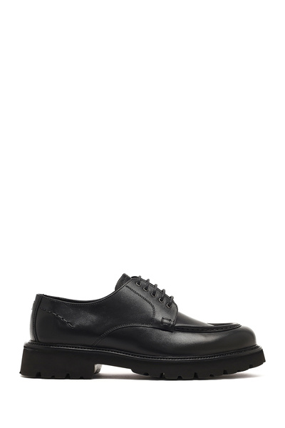 Derimod Men's Black Lace-Up Thick Soled Leather Casual Shoes 25Wfd740518