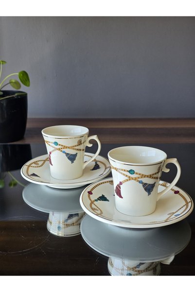 FERMATO 2-Person 4-Piece Gilded Coffee Set Tassel