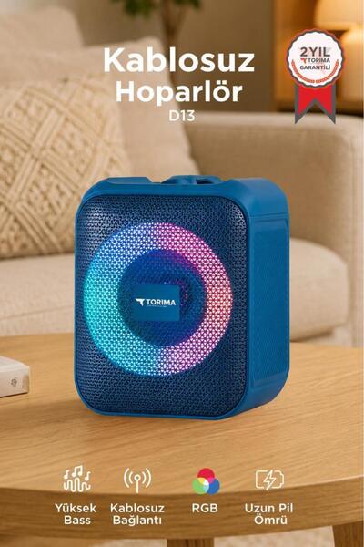 Torima Bluetooth Hoparlör Rgb Işıklı Taşınabilir Speaker D13 Mavi