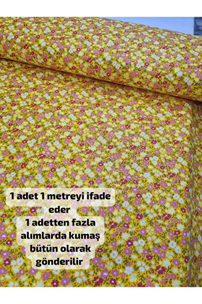 daisy star Poplin Kumaş Giyimlik, Kırkyama için uygundur ( Sarı 100 x170 )