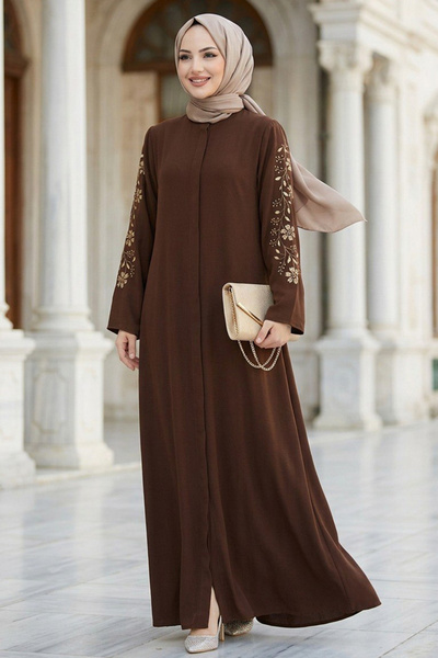 MY QILAM Women's Islamic Clothing Abaya Ferace Long Dress with Embroidered Sl...