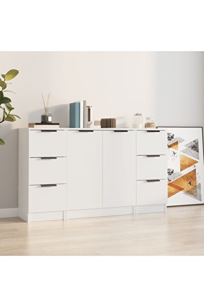 Concept Servante, 3 piese, alb, lemn prelucrat