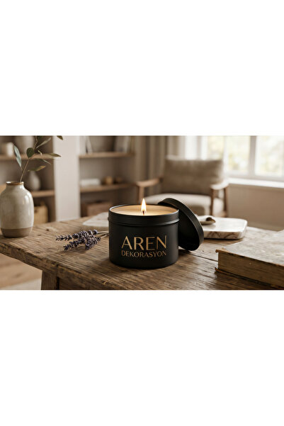 Aromatic Glow Siyah Teneke Kapaklı Mango Kokulu Soya Mumu Ahşap Fitil