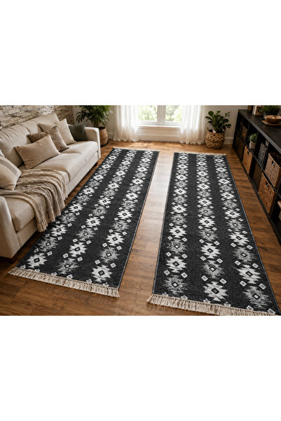 OEM 1+1 Covoare tradiționale cu două fețe, iută, dimensiune 60 x 180 cm, negr...