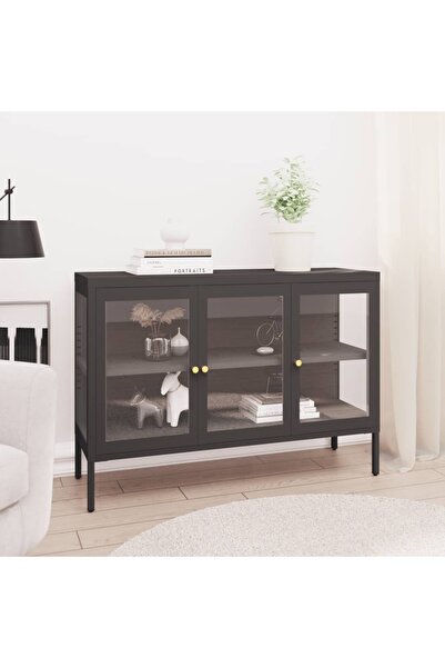 Concept Servantă, antracit, 105x35x70 cm, oțel și sticlă