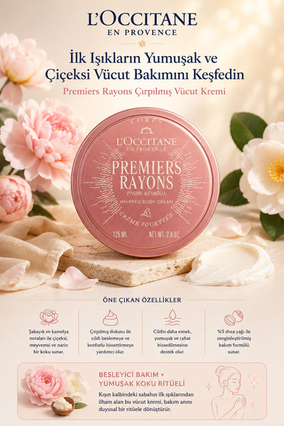 L'Occitane Peony Morning Vücut Kremi, Besleyici, %5 Shea Yağı İçeren, Şakayık...