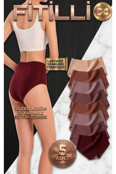 Afrodizyac 5'li Yüksek Bel Lazer Kesim FİTİLLİ İz Yapmaz Extra Esnek Külot