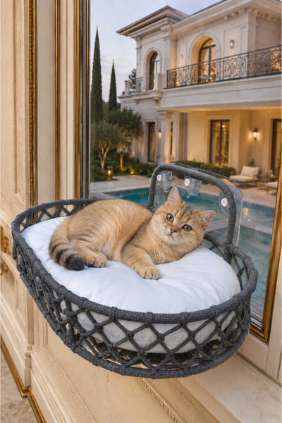 TASARYUM Kedi &Köpek Yatağı Hamak Vantuzlu