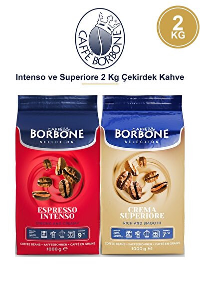 Caffe Borbone كافيه بوربون إنتنسو وسوبريوري 2 كجم حبوب القهوة - حزمة المزايا ...
