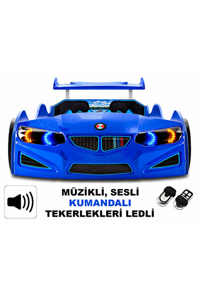 inegoldeneve BMW - M7 - Mavi Arabalı Yatak, Kumandalı, Işıklı, Sesli