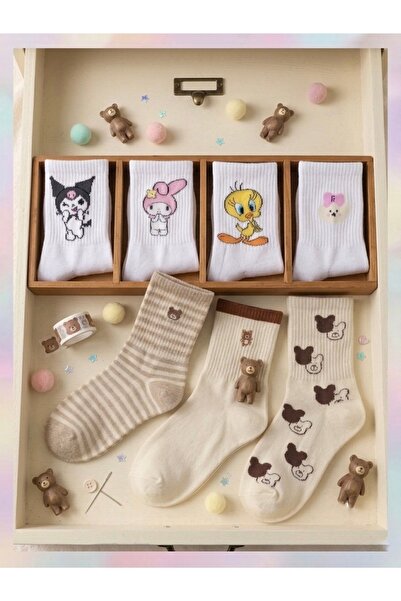 çorapdunyam 7-Pack Patterned Character College Socks