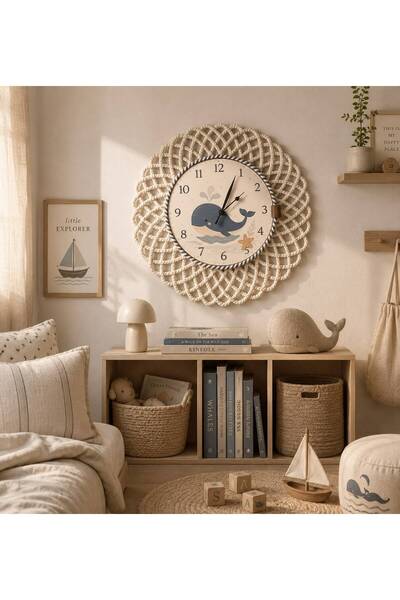 home inn Cute Whale Themed Children's Room Clock 43 cm
