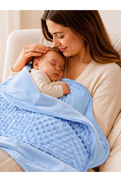 Bebella Blue Chickpea Double Layer Baby Boy Blanket Swaddle 100% Cotton Multi...