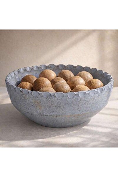 PAN HOME Zanzibar Terracotta Highgloss Decorative Bowl 25.4x25.4x10.16cm - Grey