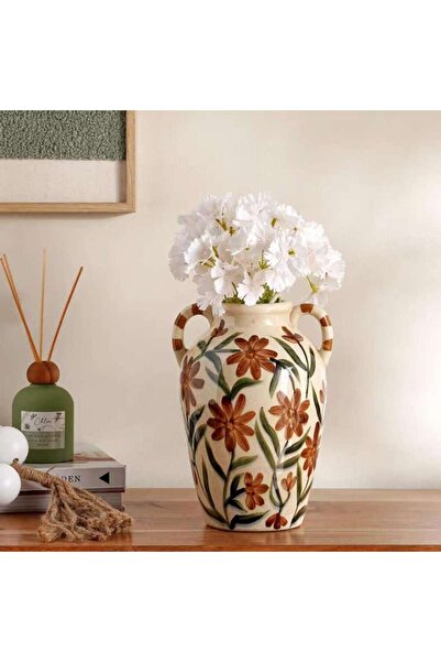 PAN HOME Sakura Stoneware Handpainted Vase 18x16.5x25.5cm - Brown