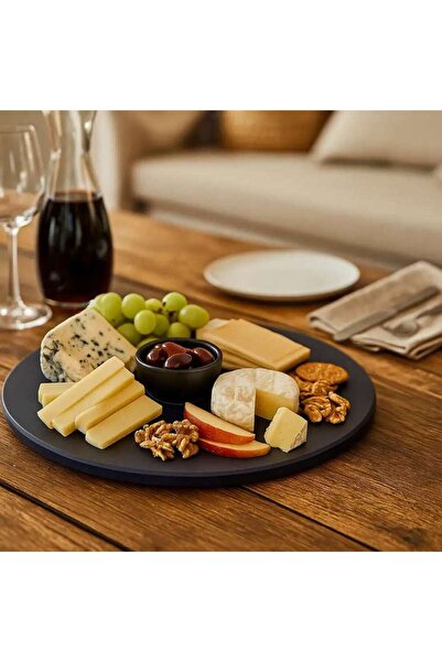 PAN HOME Earthy House Acacia Lazy Susan D38x3.8cm -black