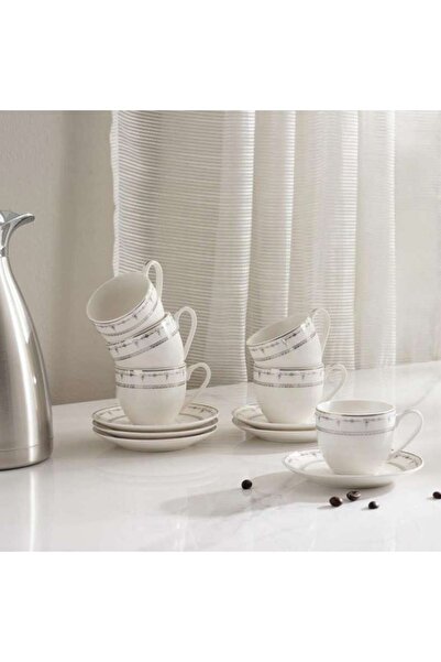 PAN HOME Kazia 12-Piece Tea Cup Saucer 180ml - White