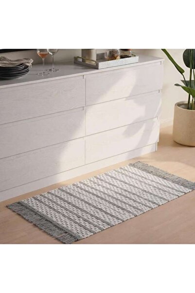 PAN HOME سجادة إيلين ريكيرس دهوري مع أهداب 60×90 سم - رمادي