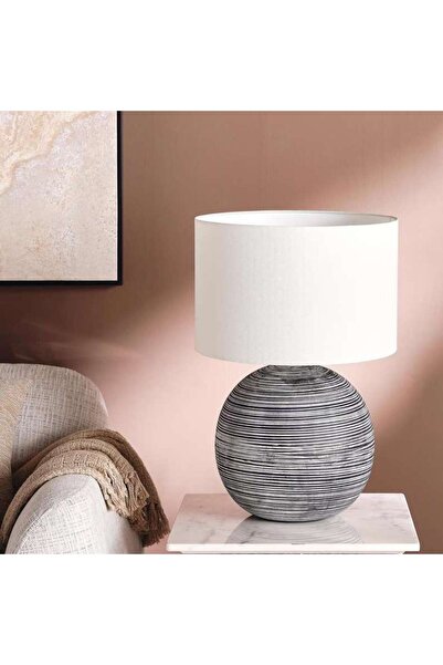 PAN HOME مصباح طاولة سيراميك Eason E27 مقاس 43×62 سم - أبيض/أسود