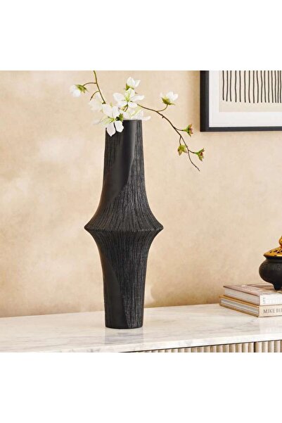 PAN HOME مزهرية ميرل من البولي ريزين 18×18×47 سم - أسود
