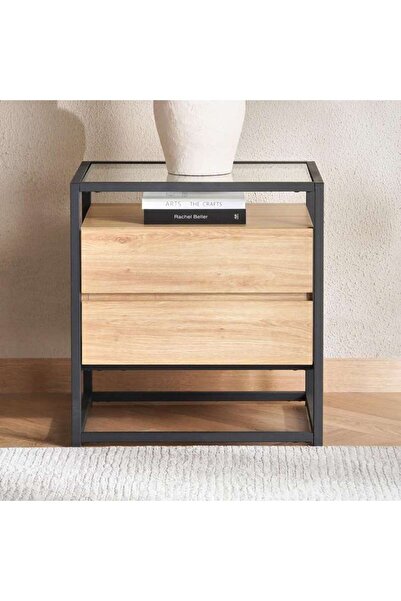 PAN HOME Walter V1 Nightstand With 2 Drawer - Oak