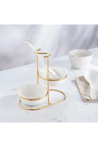 PAN HOME Lesie 4-Piece Serving Spoon With Stand - White