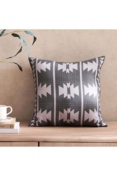 PAN HOME وسادة محشوة بطبعة قبيلية 45x45 سم - رمادي