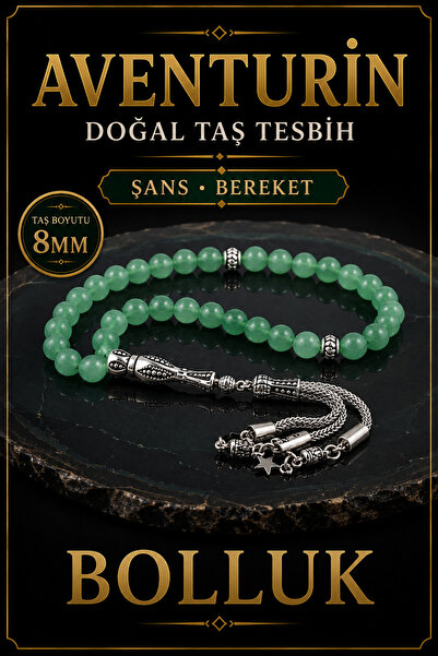 OSMANLI DEĞERLİ TAŞ Sertifikalı Aventurin Doğal Taş Tesbih 6mm T173