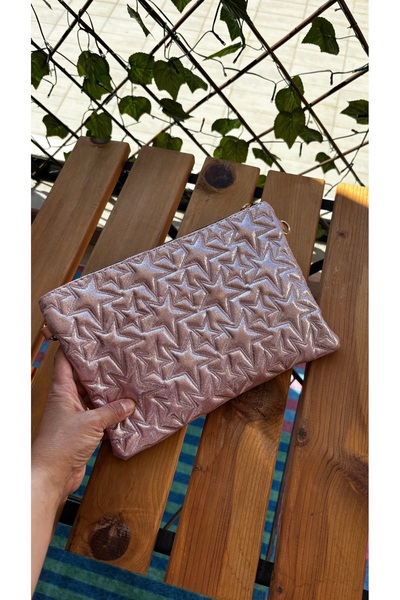 FirstRoseStore Yıldız Desenli Kadın Clutch ve Omuz Çantası