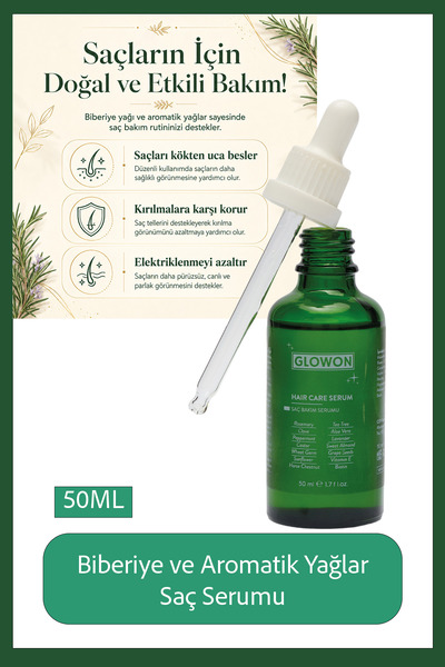 GLOWON Biberiye ve Aromatik Yağlar Saç Serumu – Zayıf Saçlara Besleyici Bakım...