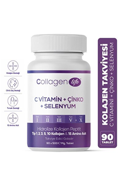 COLLAGEN LIFE 5 Tip Hidrolize Kolajen Tip 1, 2, 3, 5 ve 10 Kolajen & 15 Amino...