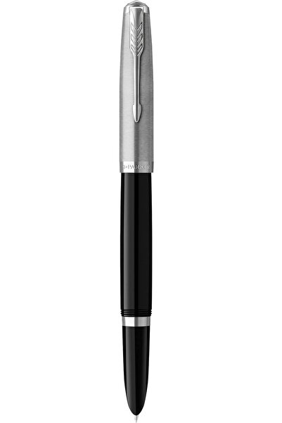 Parker قلم حبر سائل 51 | هيكل أسود بحواف من الكروم | سن متوسط ​​مع خرطوشة حبر...