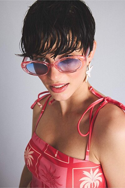 DeFacto Women's Round Pink Plastic Frame Pink Glass Uv Sunglasses F0583Axns
