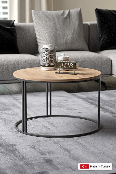 GOLDFALEZ Luxury Round Coffee Table in Walnut | Special Edition | 70cm Contem...