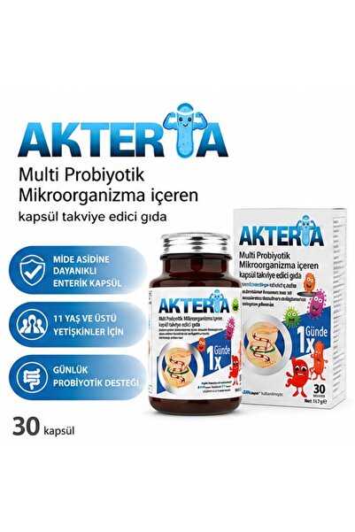 AKTERİA 30 كبسولة معوية تحتوي على 23 نوعًا مختلفًا من البكتيريا البروبيوتيكية