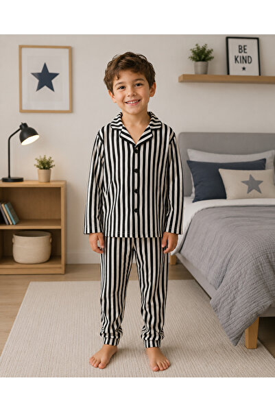 Fil Kids Dečačka pidžama od 100% pamuka, tanka, češljani pamuk, sa kragnom i ...
